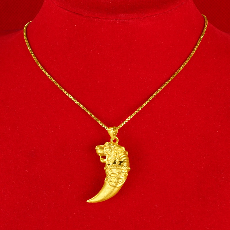 Kalung Emas Asli Kadar 375 Dengan Liontin Zodiak Harimau Untuk Pria