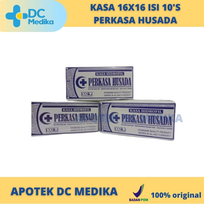 Kasa Steril / 10 Lembar / 12 Lembar / 16x16 cm/ Prima Husada / Arsenio / Medline / Hidrofil / Kassa / Luka / Pembalut / Kotak / Hydrophile / Verband / Perban / Tali Pusar