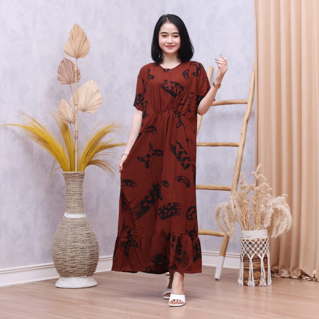 Long Dress Wanita Semata kaki LD 115 Resleting Depan