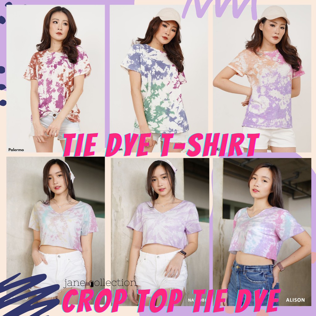 JANE COLLECTION || Marbelo Shirt Kaos Tie Dye Loose TShirt Handmade BIGSIZE Tie Dye Crop Shirt XL