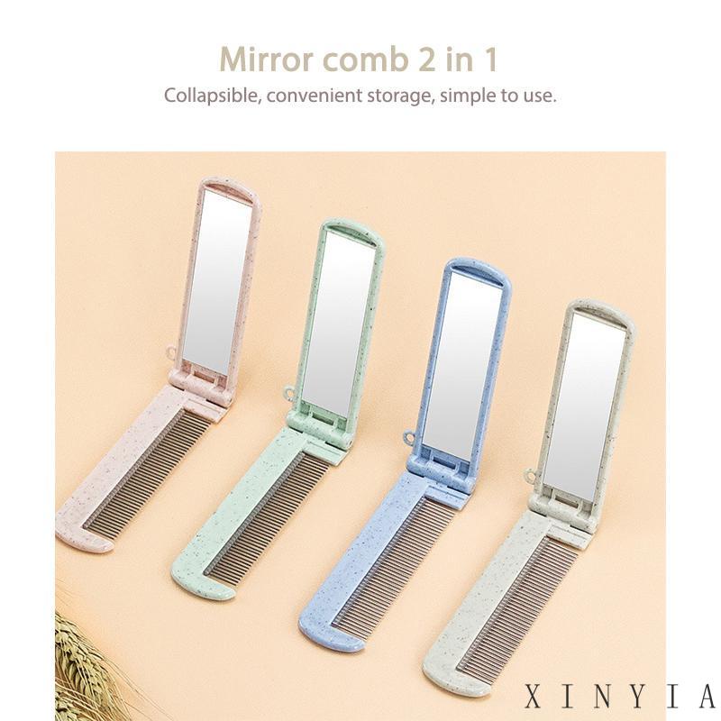 【COD】2 In 1 Sisir Lipat Bahan Stainless Steel Korea INS Motif Kartun Dengan Cermin Aksesoris Fashion Murah Selamat Datang Untuk Membe