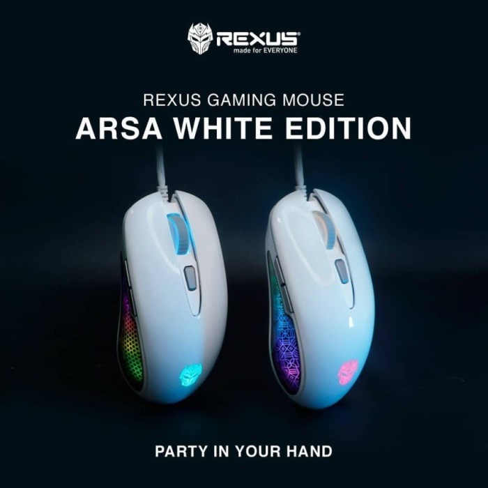 Rexus Arsa RGB - Polygon Batik Gaming Mouse Macro (Putih/item POLYGON)