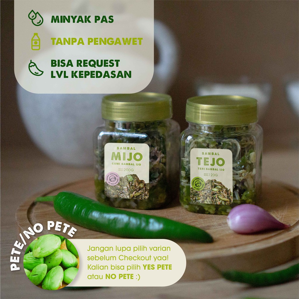 

BUNDLE Sambal Baby Cumi Ijo Hijau(200G) + Sambal Teri Medan Hijau Ijo (150G)