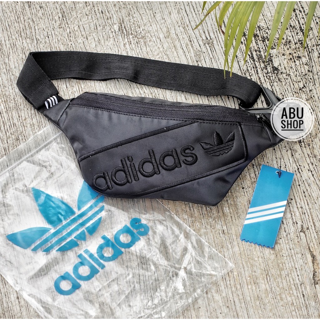 Waistbag mini Adidas slingbum Pria | Tas Pinggang bordir hitam kualitas terbaik