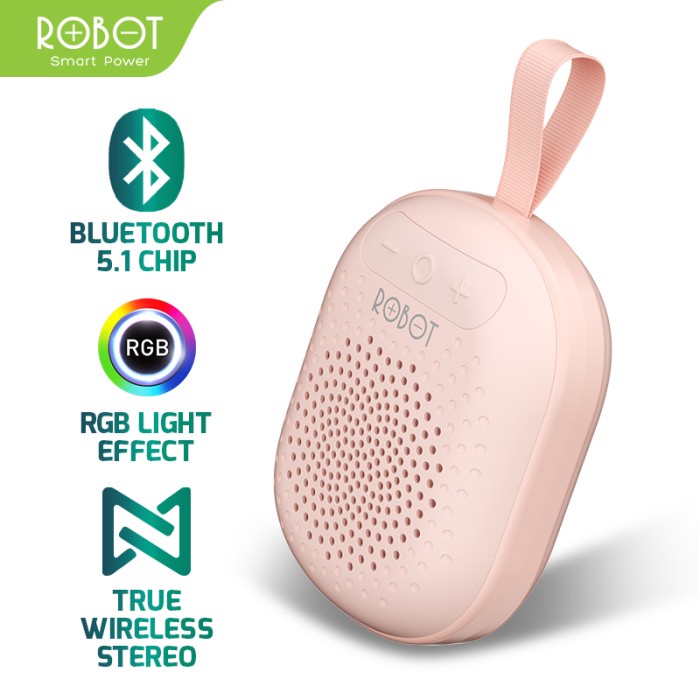 ROBOT TWS Speaker Bluetooth 5.1 Mini Portable RB20 With RGB - Garansi - Merah Muda(A4C4) Speaker Min