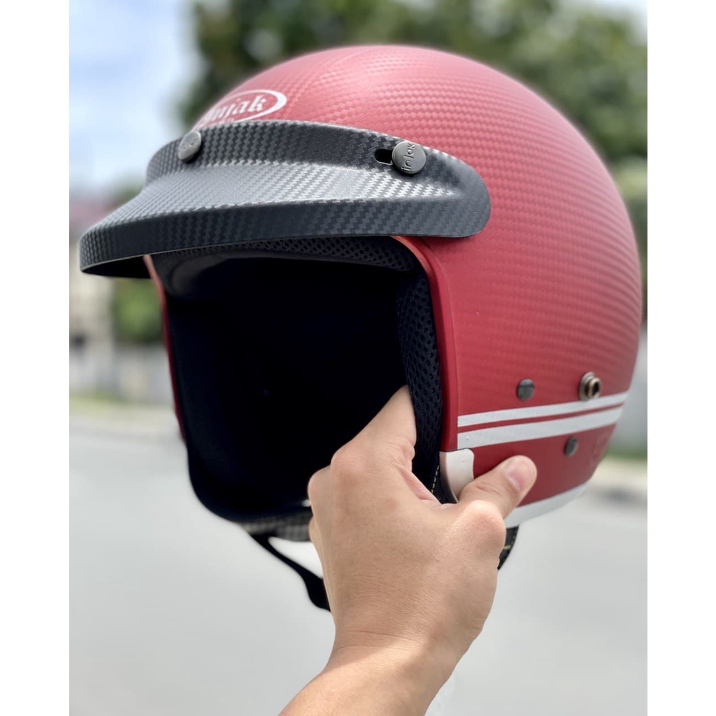 Helm Bogo Retro Dewasa Merk Injak Carbon Sni