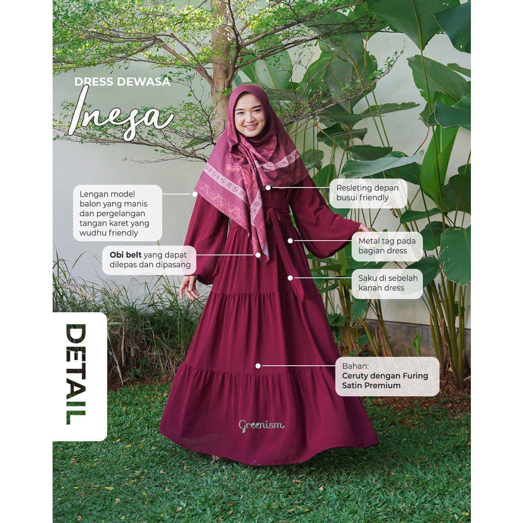 Greenism Sarimbit Raya INESA &amp; IHSAN (Maroon) Quality Premium Syari'i - Set Family