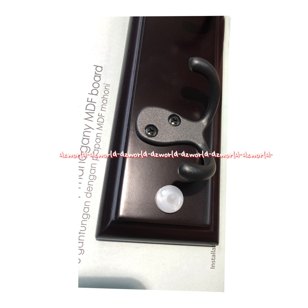 Kris Hook 3 With Mahogany Board Gantungan Baju Kayu 3Hook Coklat