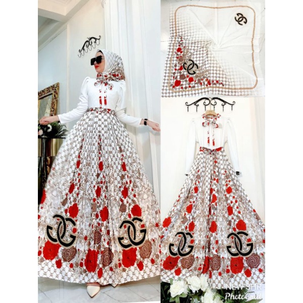 READY NEWW ORY SHR MAXI DRESS U REMPEL-White bunga + krdg