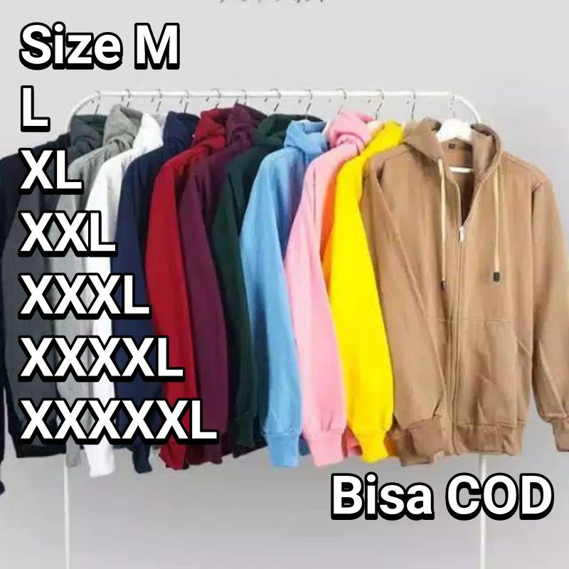 JAKET Hoodie pria wanita polos zipper -size M. L .XL .XXL. XXXL.