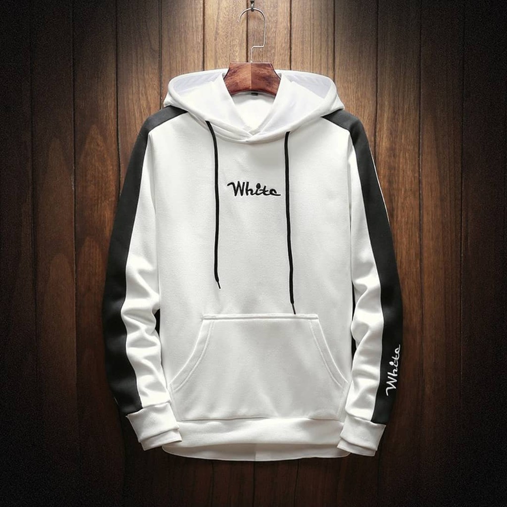 WHITE HOODIE || SWEATER HOODIE BORDIR #WH