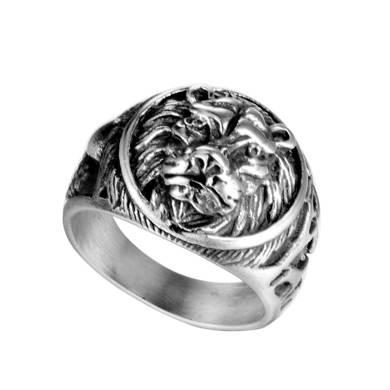 Cincin Kepala Singa Stainless Steel Busana Pria