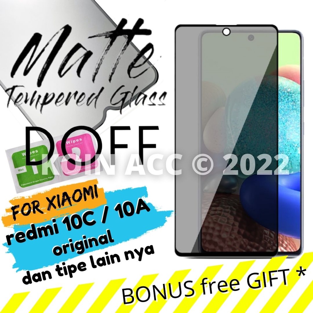 [ANTI SPY MATTE] tempered glass REDMI 12C/A1/10C/10A/10 2022/9i/9A/9C/POCO M3/M4 pro 5G|| anti gores spay xiomi hitam doff PRIVACY CERAMIC