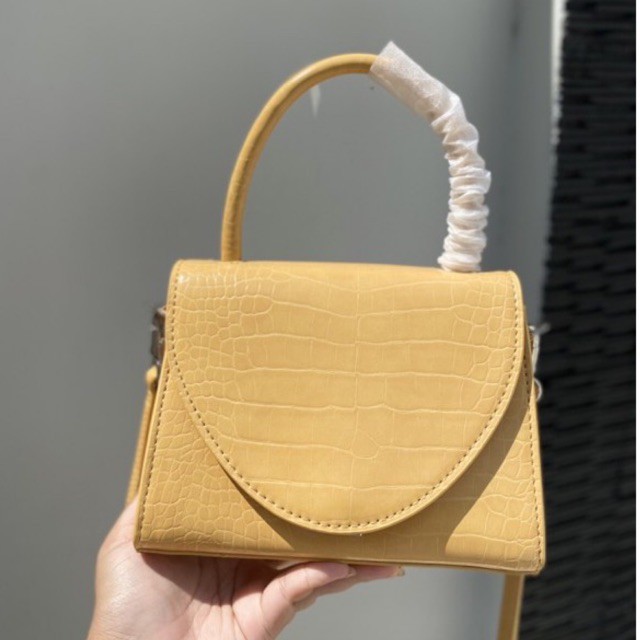 Croc-Effect Structured Top Handle Bag