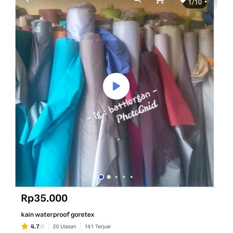 kain goretex waterproof