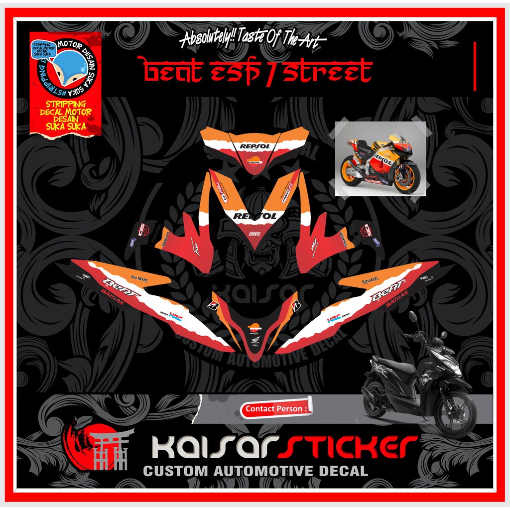 Sticker Striping Motor Beat Street / Beat Fi Esp / Beat Iss / Beat Fi New  Repsol M2225