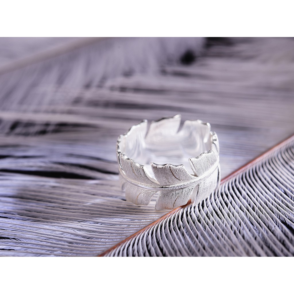 SERI SERI Cincin Wanita Perak 925 Asli Feather Sterling Silver Ring