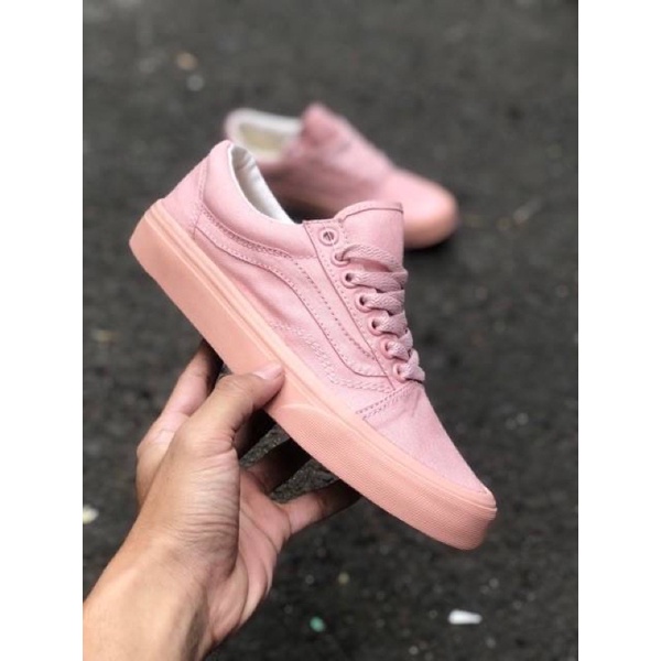 Sepatu Vans old skool peach salmon womens shoes sneakers kasut sket