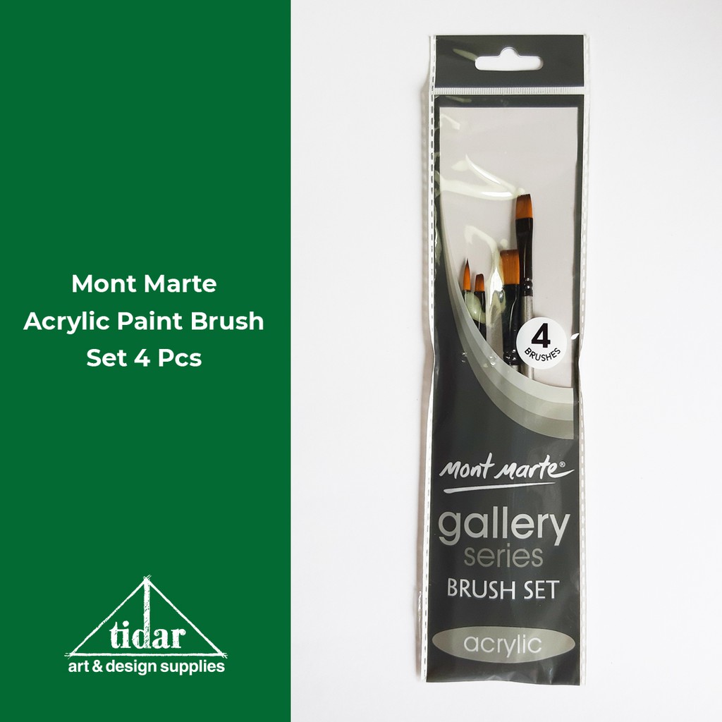 

Mont Marte Acrylic Paint Brush Set 4 Pcs-Kuas Lukis Akrilik Flat Round