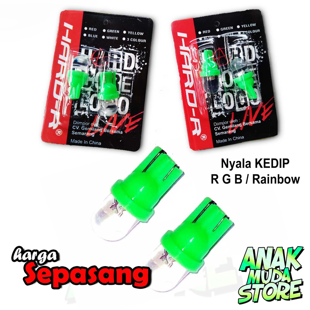 (LT09) Lampu LED T10 Rainbow Kedip 7 WARNA Senja Sein Sen 12V Mobil Motor Beat Mio Soul Scoopy Vario-1
