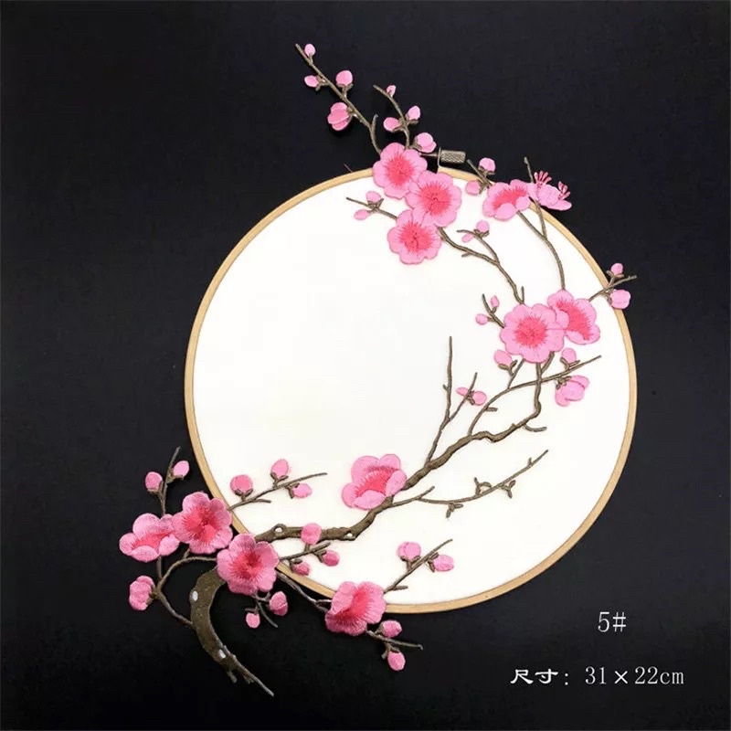 Bordir Bunga Sakura, Flower Applique Clothing Embroidery Iron On Patch