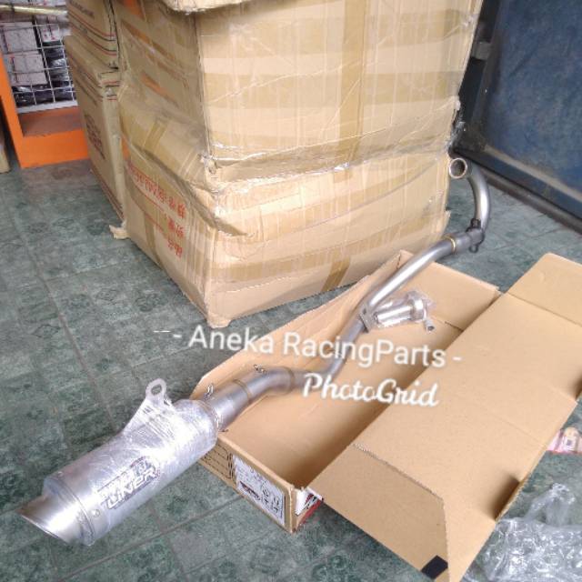 knalpot crf 150 pro liner full stainless ( ada peredam suaranya,mantap gan )