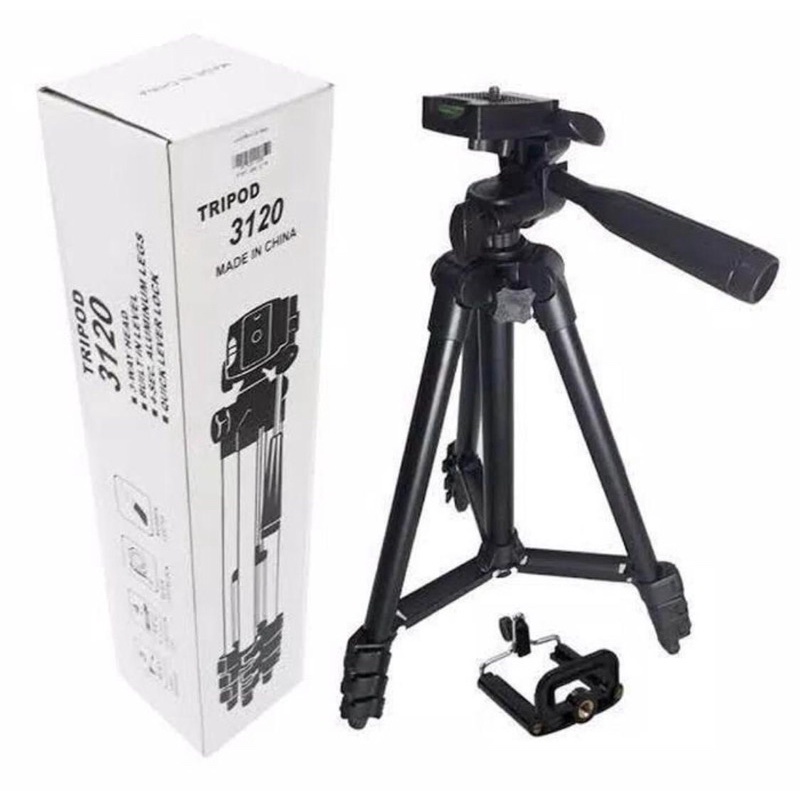 BOS - TRIPOD 3120 1M / 1METER BLACK + FREE HOLDER U | ALAT PEMBANTU FOTO BUAT HANDPHONE &amp; KAMERA