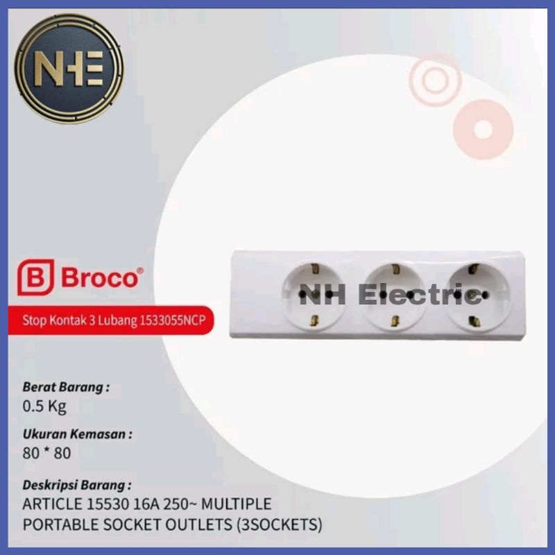 Stop Kontak Terminal 3 Lubang Ncp 15330 Broco Multiple Portable Socket Broco