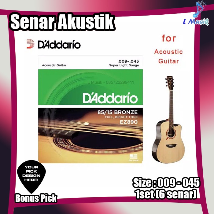 SENAR GITAR D ADDARIO AKUSTIK EZ890 85/15 BRONZE -  ORIGINAL ACOUSTIC GUITAR STRINGS