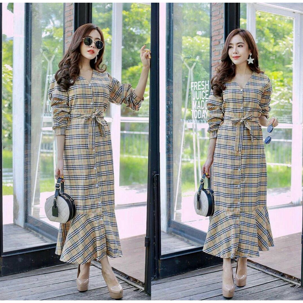 [GLFK] Gamis Wanita / Gamis Burber / Maxy Dress Korea / Gamis