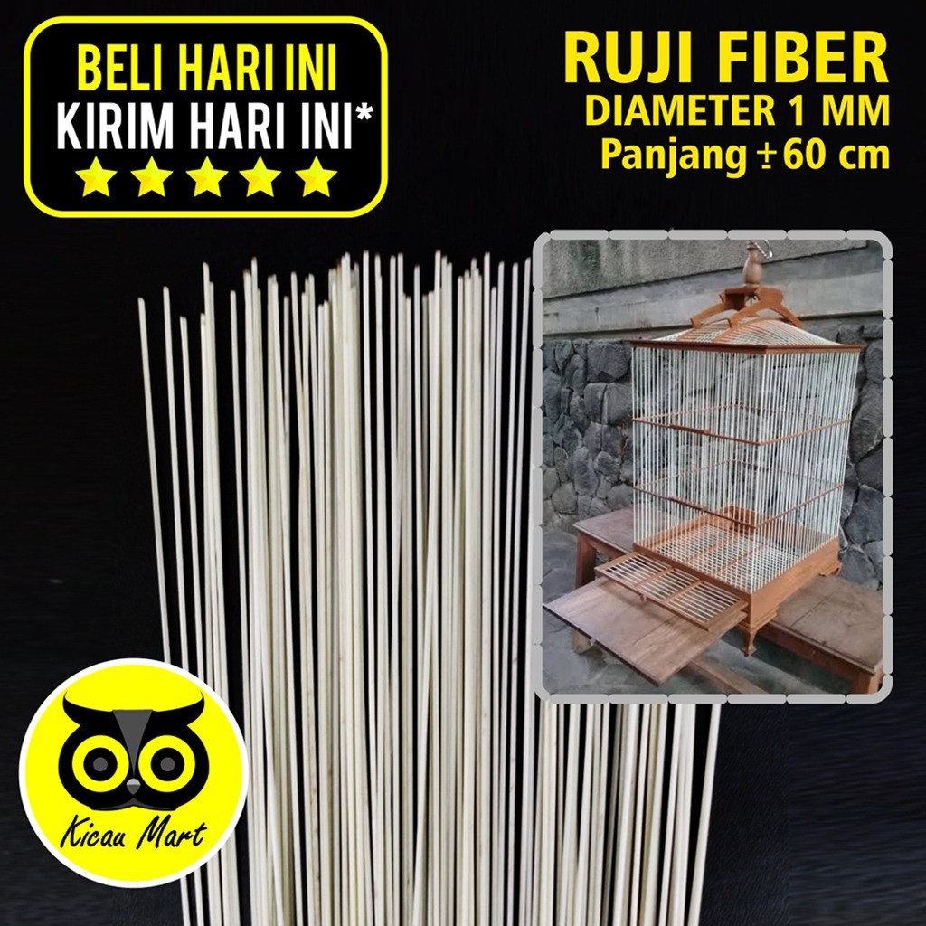 RUJI FIBER JERUJI FIBER PUTIH 1 MM 1MM MILI BATANG STIK JERUJI SANGKAR KANDANG BURUNG RJFP1M