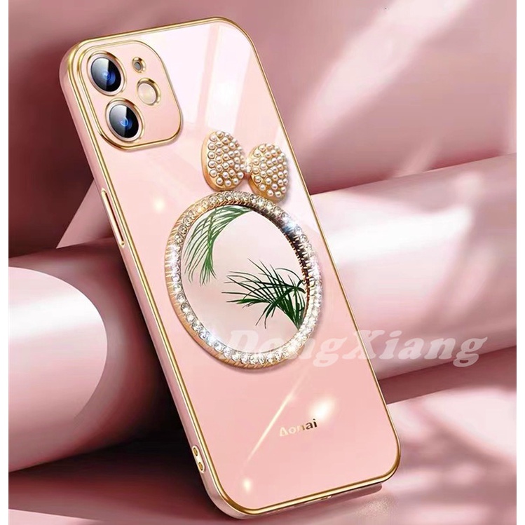 Casing Soft Case OPPO A95 A54 A16 A15 A74 A94 A53 A3S A5S A7 A12 A52 A92 Aksen Cermin + Pita