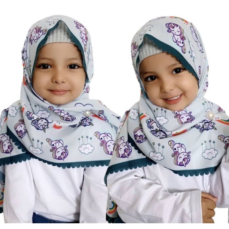 PASHMINA ANAK / PASHMINA UNICORN AWAN / PASHMINA PRINTING / HIJAB ANAK / KERUDUNG ANAK / JILBAB ANAK