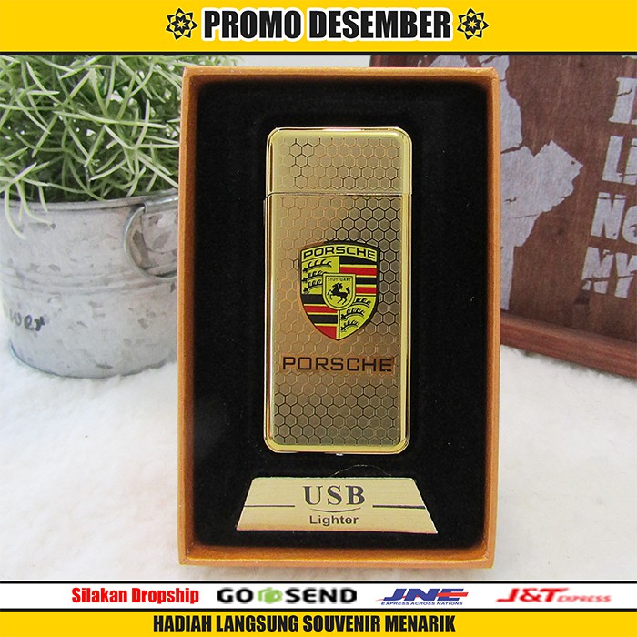 terbaru Korek Api Listrik Elektrik USB ZIPPO LOGO PORSCHE