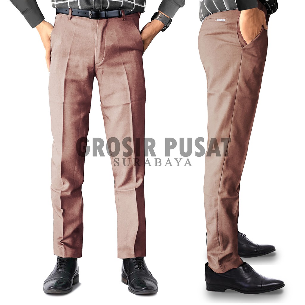 Celana Panjang Formal Slimfit Kerja Bahan Pria Kantor MOKA 27 - 38