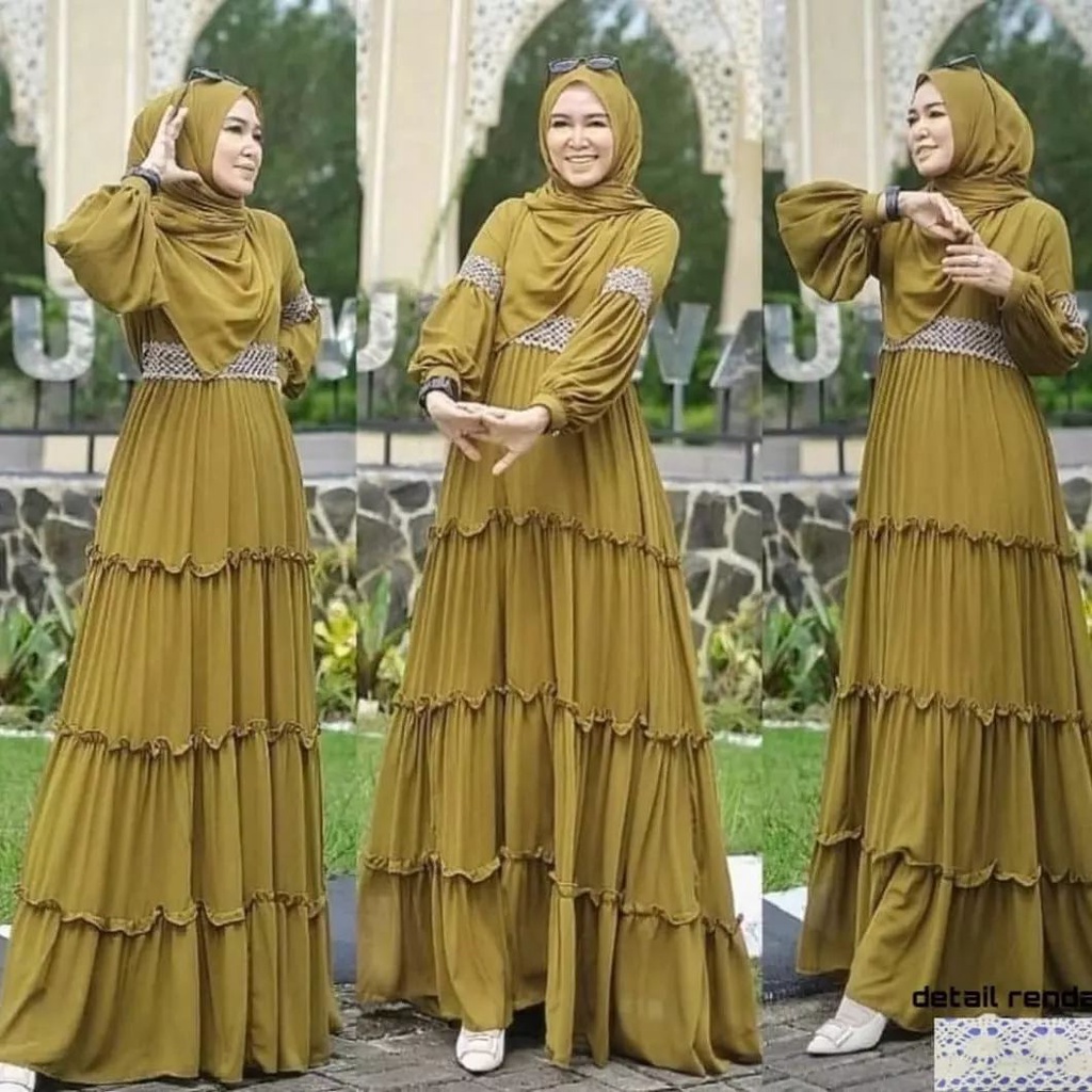 LIVIA MAXY IK KAIN CERUTY BABYDOLL FULL PURING APLIKASI RENDA DRESS KEKINIAN TERBARU 2022