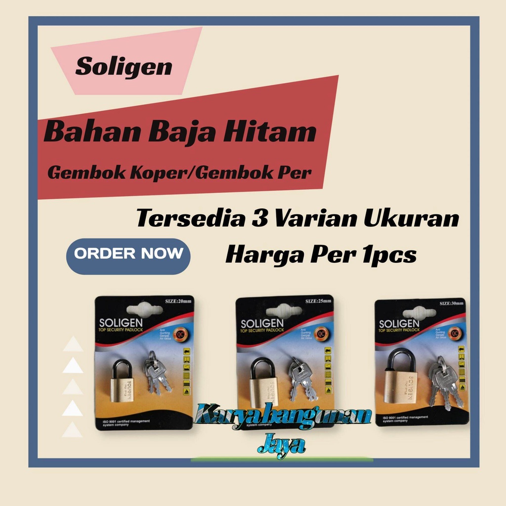 Jual Gembok Soligen Baja Hitam Mm Mm Mm Pendek Gembok Koper