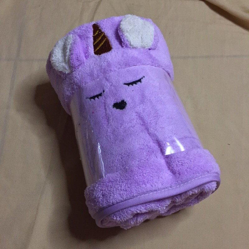 Handuk Bayi Microfiber Sarang Lebah Super Lembut Karakter Bordir Anak 60x120 Baby Towel-UNGU