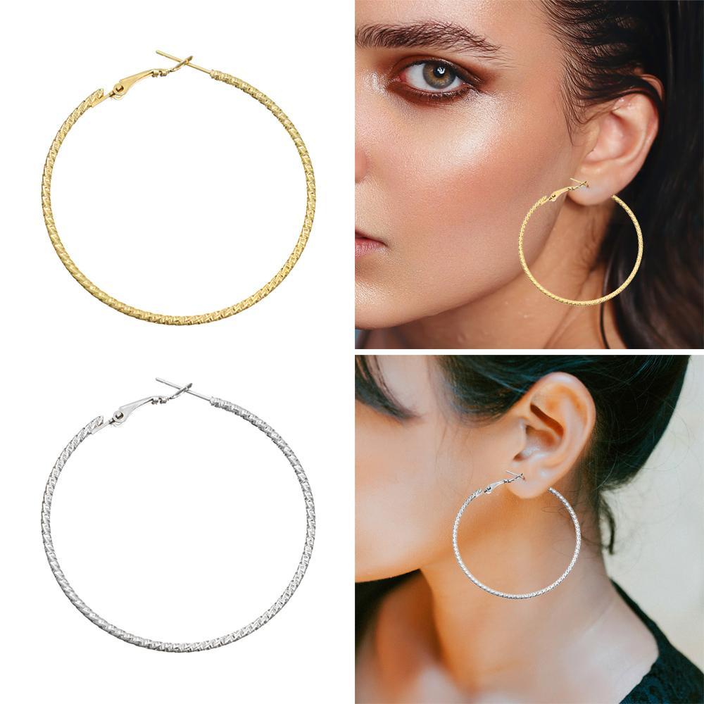 Wonder Round Hoop Earrings Wanita Fashion Pernikahan Pertunangan Lingkaran Besar Elegan Cantik Kristal