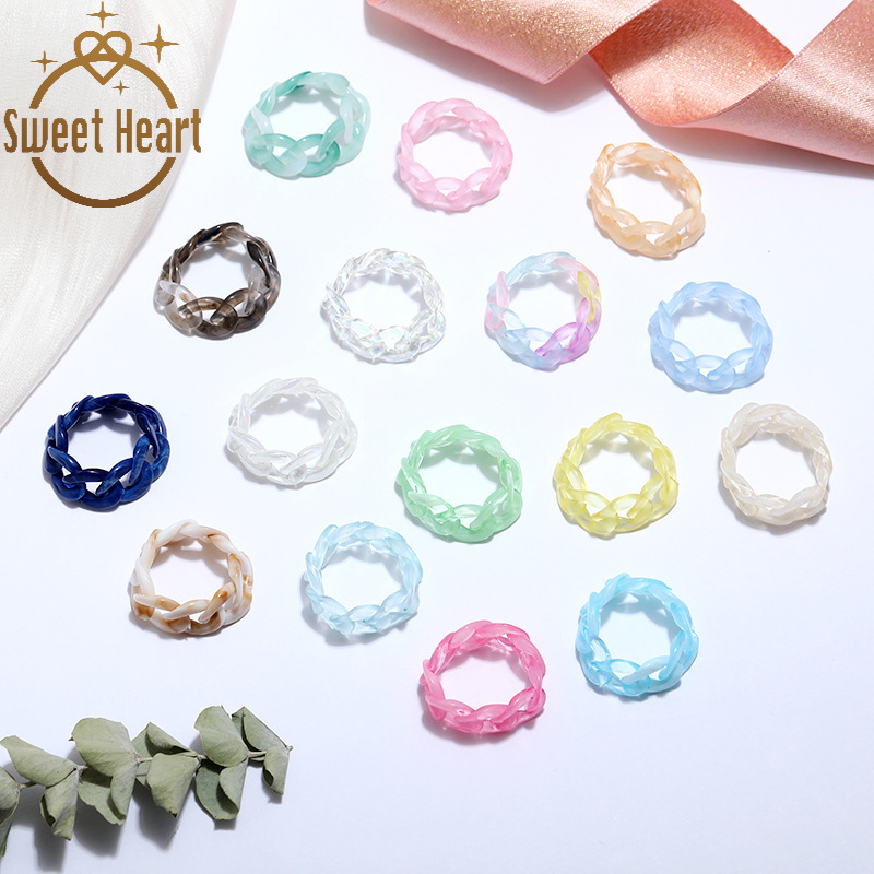 Jelly Color Acrylic Resin Chain Vintage Round Jewelry Dating for Women Ladies Girls Rings 2021 Clay Rings Chunky Rings