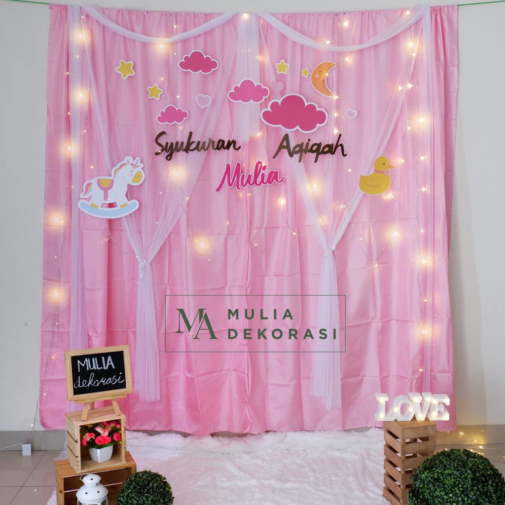 Dekorasi Backdrop Aqiqah Khitan Syukuran 4 7 Bulan Ulang Tahun Background lamaran nikah Paket N