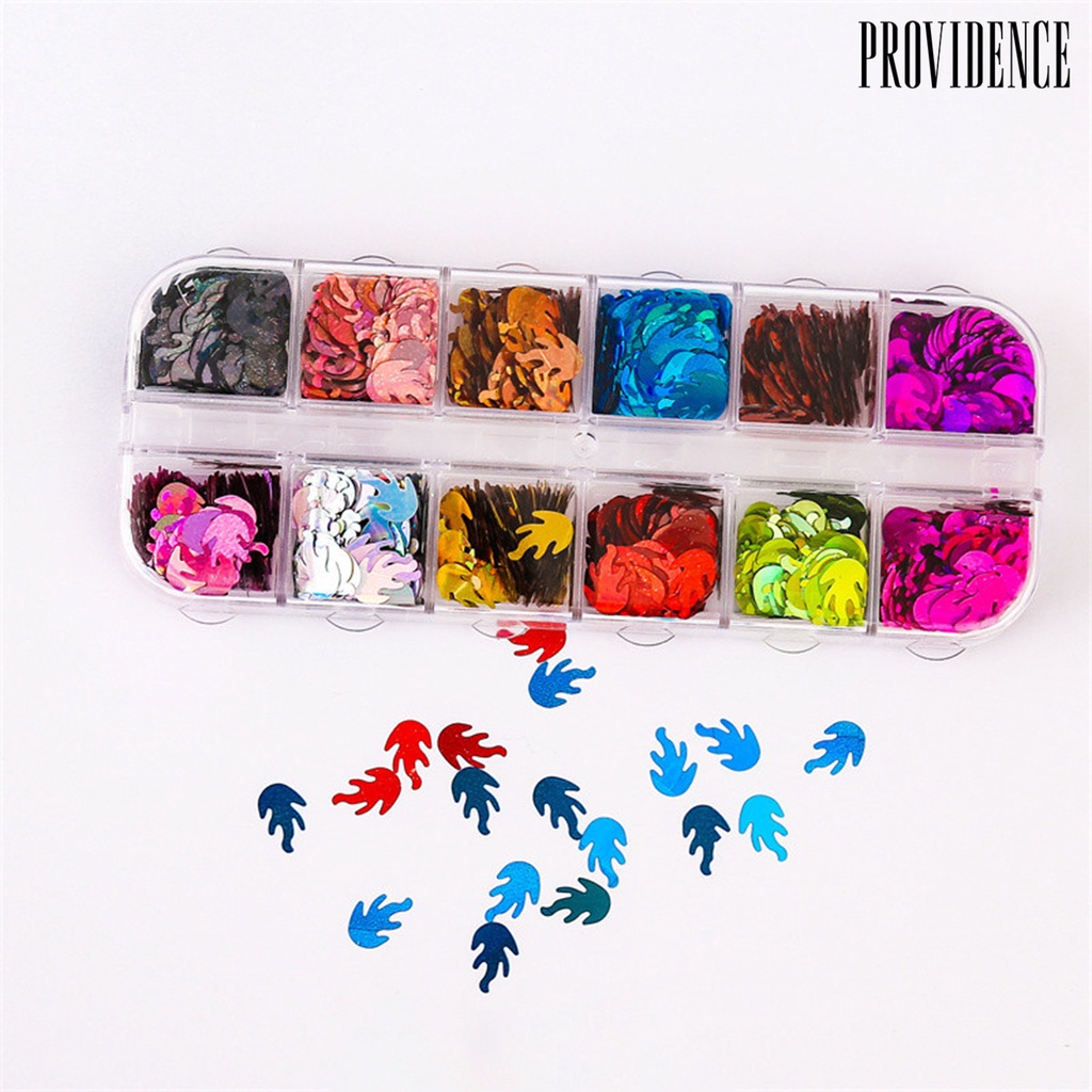 Providence 1 Box Nail Flakes Vibrant Color Temperature Resistance Nails Art Decoration Butterfly Five-pointed Star Holographic Nail Glitter Flakes for Manicure