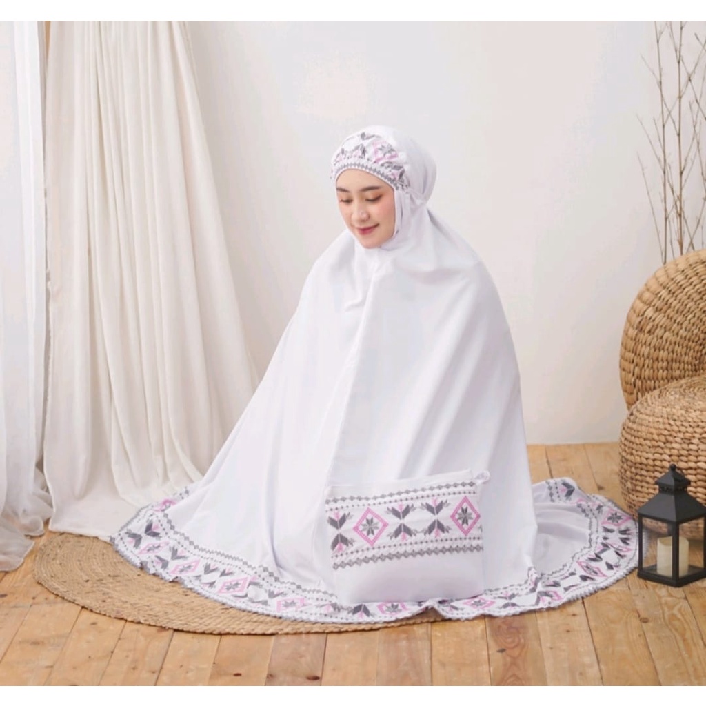 mukena khadijah songet premium bordir full mukena jumbo aminah