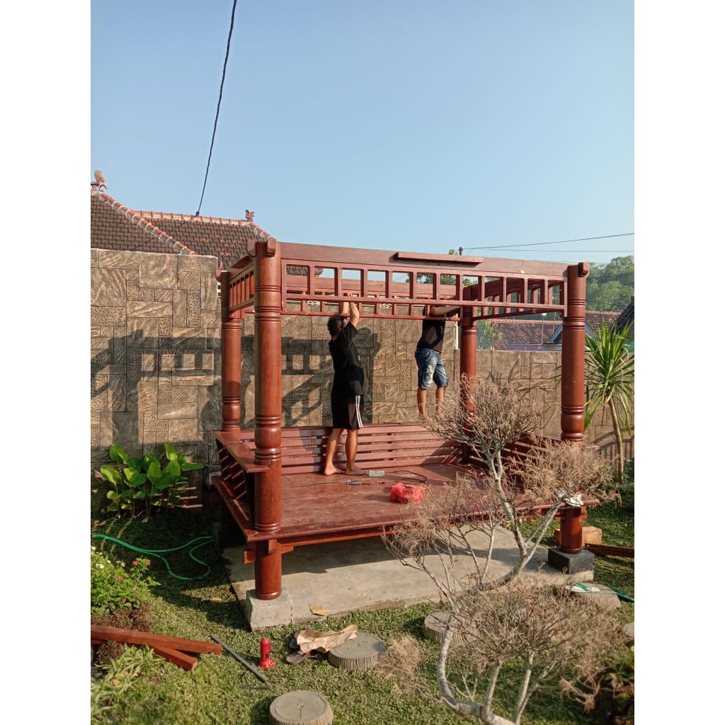 gazebo gasebo kayu kelapa glugu bubut minimalis motif gazebo gasebo kayu kelapa glugu bubut minimalis motif