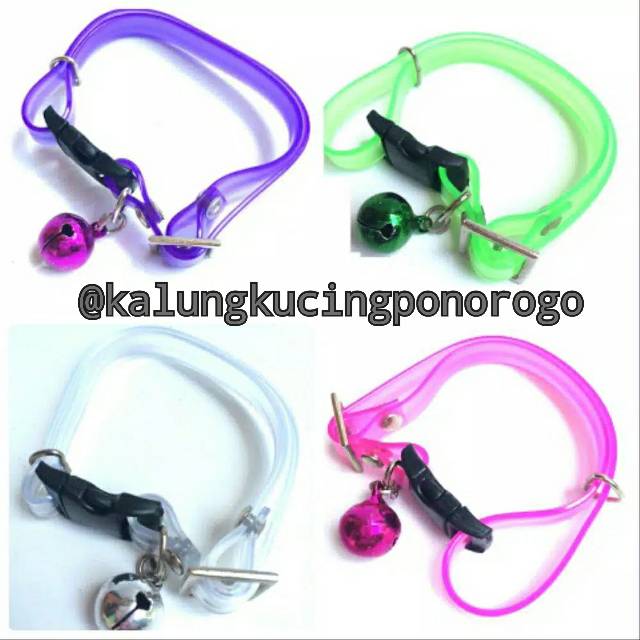 Kalung kucing transparan lonceng 14mm