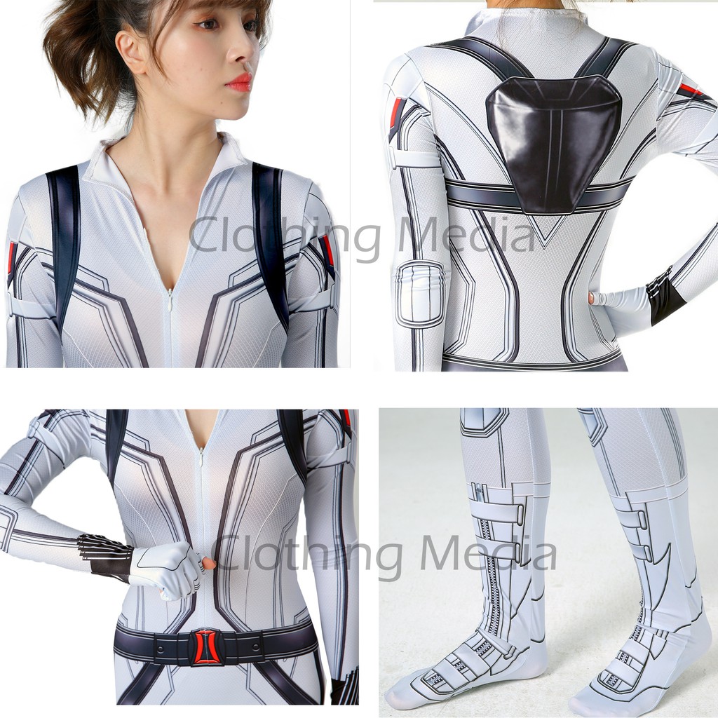 Kostum Zentai Superhero Wanita Full Bodysuit Cosplay Unitard Resleting Tights