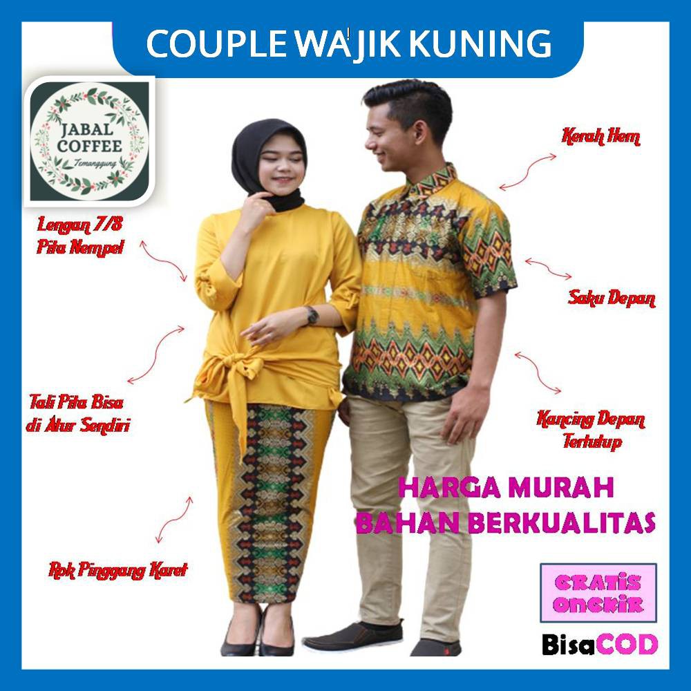 Sarimbit Couple Kebaya Kondangan / Couple Set Batik Terbaru Baloteli Wajik