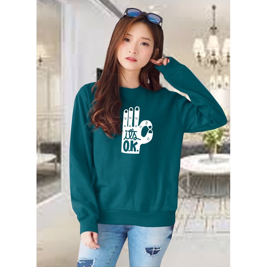 Kaos Lengan Panjang OK / Kaos Sweatshirt / Atasan Wanita / Atasan Wanita Lengan Panjang / Atasan Import / Kaos Wanita Blus