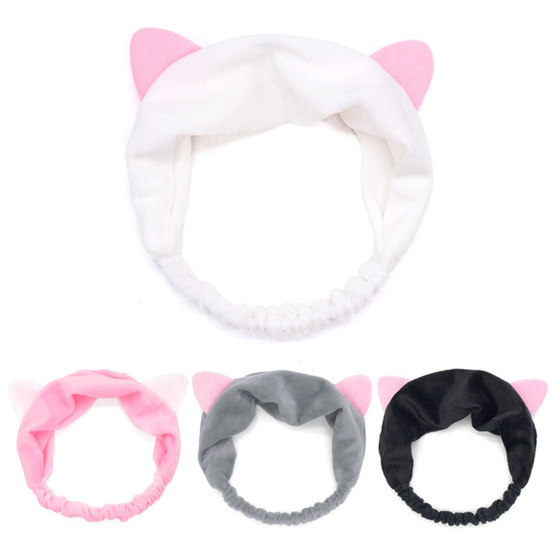 AC013 Bandana Bando Headband Makeup atau Cuci Muka Motif Telinga Kucing/Cat Ear Lucu Model Korea