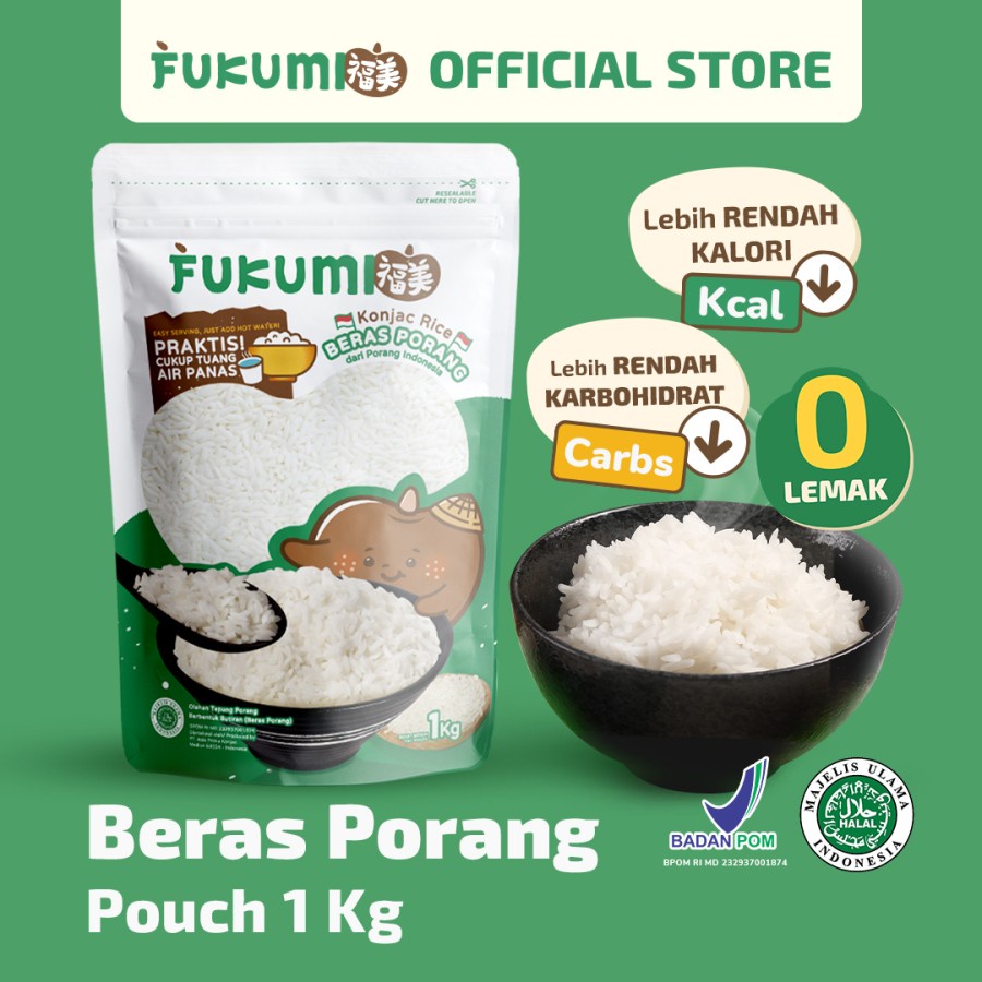 

Fukumi Konjac Rice Beras Porang Pouch 1 kg Halal MUI